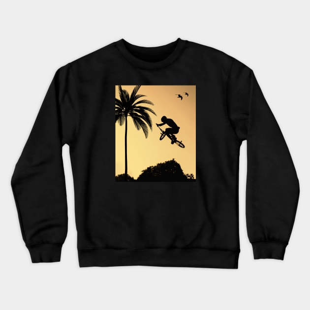 BMX Sunset Rider Crewneck Sweatshirt by Hucker Apparel